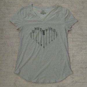 Gray Arrow Heart Graphic Short-Sleeve T-Shirt